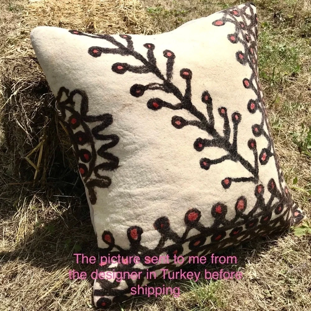 Handmade oversized painted felt Turkish Accent Pillow